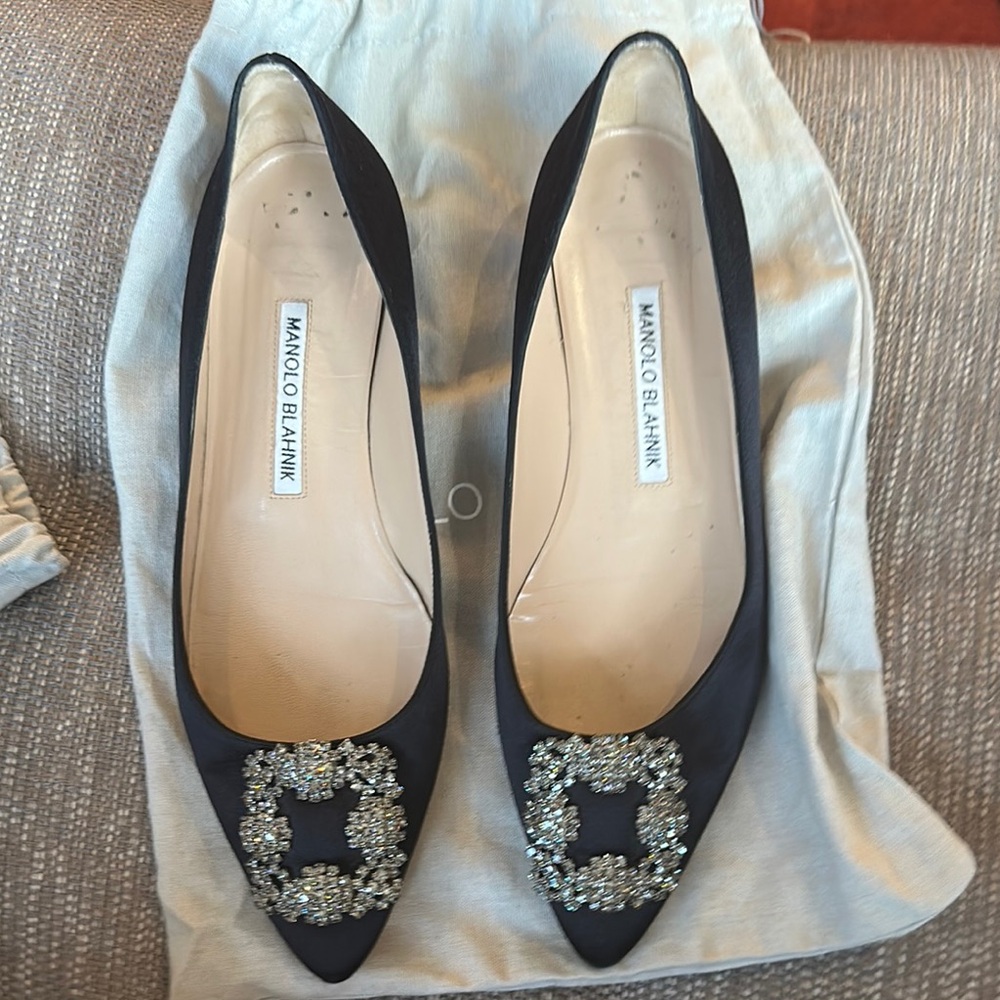 Manolo Blahnik Black Embellished Women's Shoes